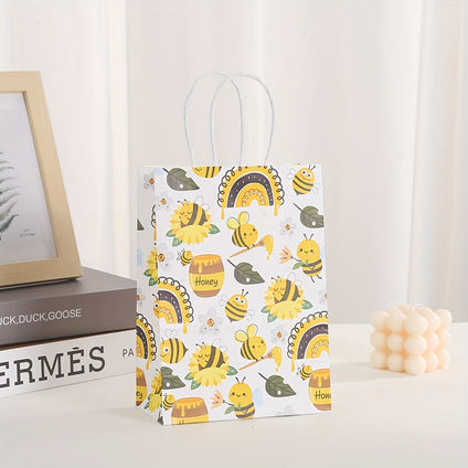 12 Packs, Bee Theme Party Favors Bags With Handles,Bees Wrap Bee Party Bags,Goodie Bags Treat Bags For Bee Themed Birthday Party Supplies, Birthday Party Gift Bags, Small Business Supplies, Shopping Bag, Craft Tote Bag