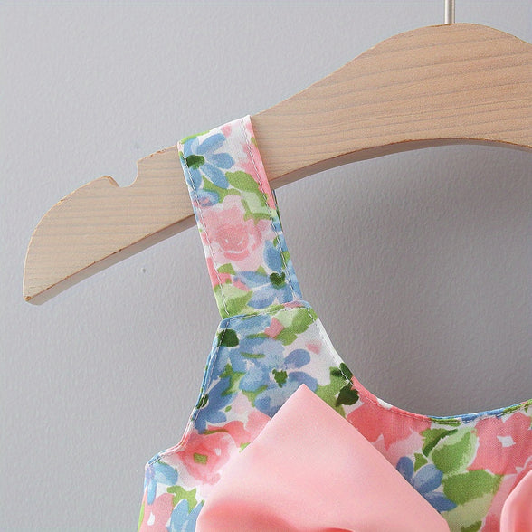 Sweet and Stylish: Puffy Cami Dress with Bow Hat for Baby Girls