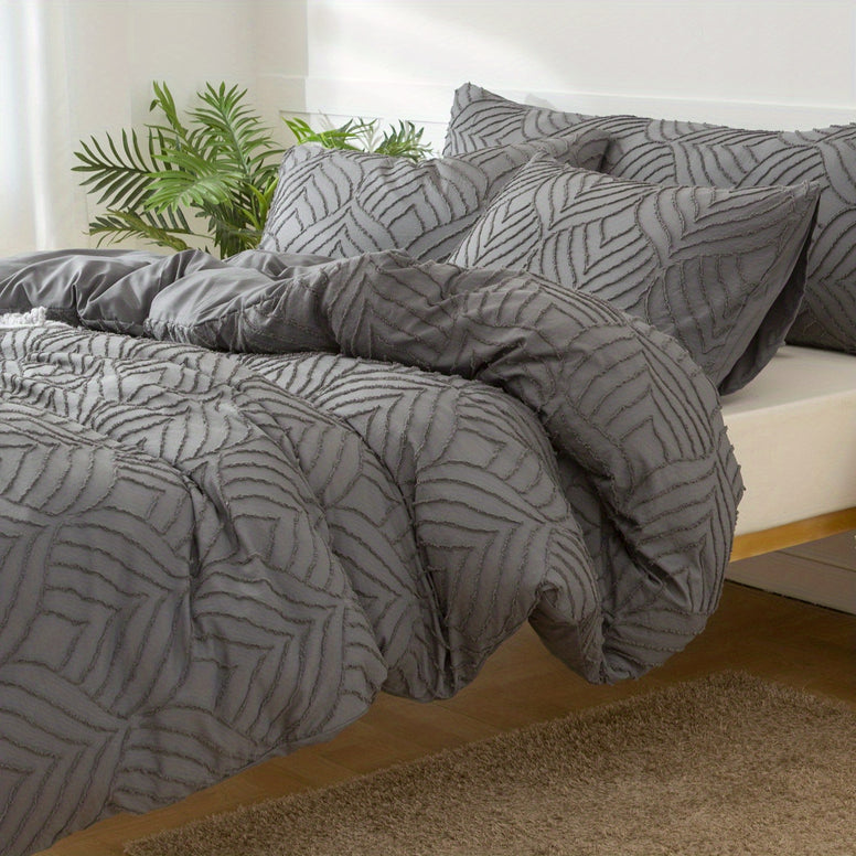 Elegant Leaf Jacquard Duvet Cover Set