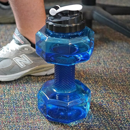 Southern Homewares 2.2L Dumbbell Shape Water Bottle Exercise Gym Fitness Sports Workout Portable See Through Blue