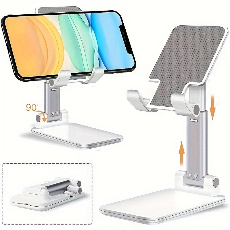 Adjustable Desktop Phone/Tablet Stand: Universal Mobile Holder for iPhone, iPad, Xiaomi - Durable ABS Material