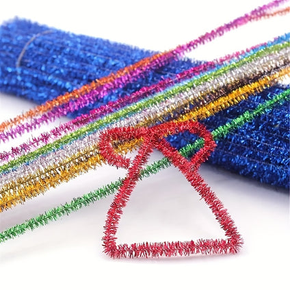 100pcs 10 Colors Mixed Glitter Pipe Cleaners, Chenille Stems Metallic Sparkle Craft Stick Bendable Sticks Pipe Cleaner For DIY Art And Crafts Projects Christmas Decoration Party Decoration