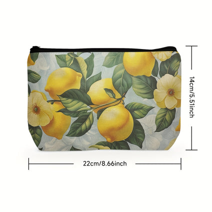 1pc Lemon Pattern Fashion Makeup Bag, Travel Storage Bag, Multi-functional Toiletry Bag, Ideal Choice For Gift