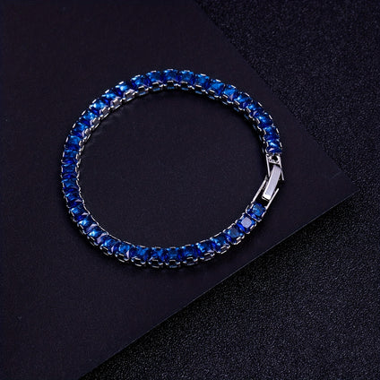 Blue Zircon Tennis Bracelet Elegant Vintage Style for Any Occasion