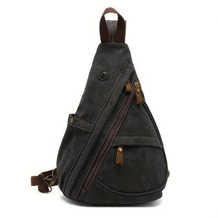 1pc Canvas Chest Bag, Simple Fashion Crossbody Bag