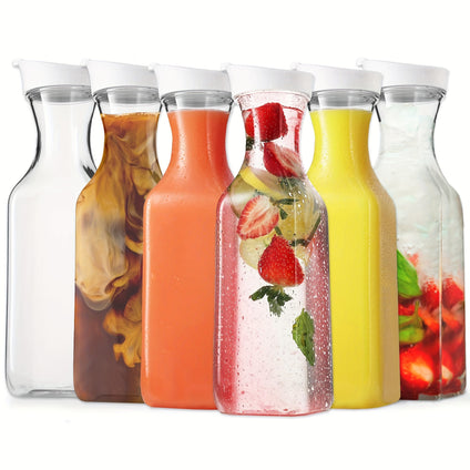 1/2/3pcs Clear Plastic Pitcher Bottle, Transparent Water Bottle With Lid, Anti-Fall Drinking Bottle Carafe With Lids, Clear Juice Bottle For Mimosa Bar, Breakfast Meal, Iced Tea, Party Banquet, Kitchen Supplies (50oz/1500ml)