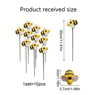 10pcs Outdoor Garden Decoration Stake, Yard Art Simulation Small Insect Bee Lawn Stake, Garden Decor, Planter Decor Accessories