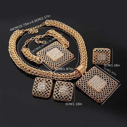 18K Plated Bridal Jewelry Set  Complete Geometric Design Collection