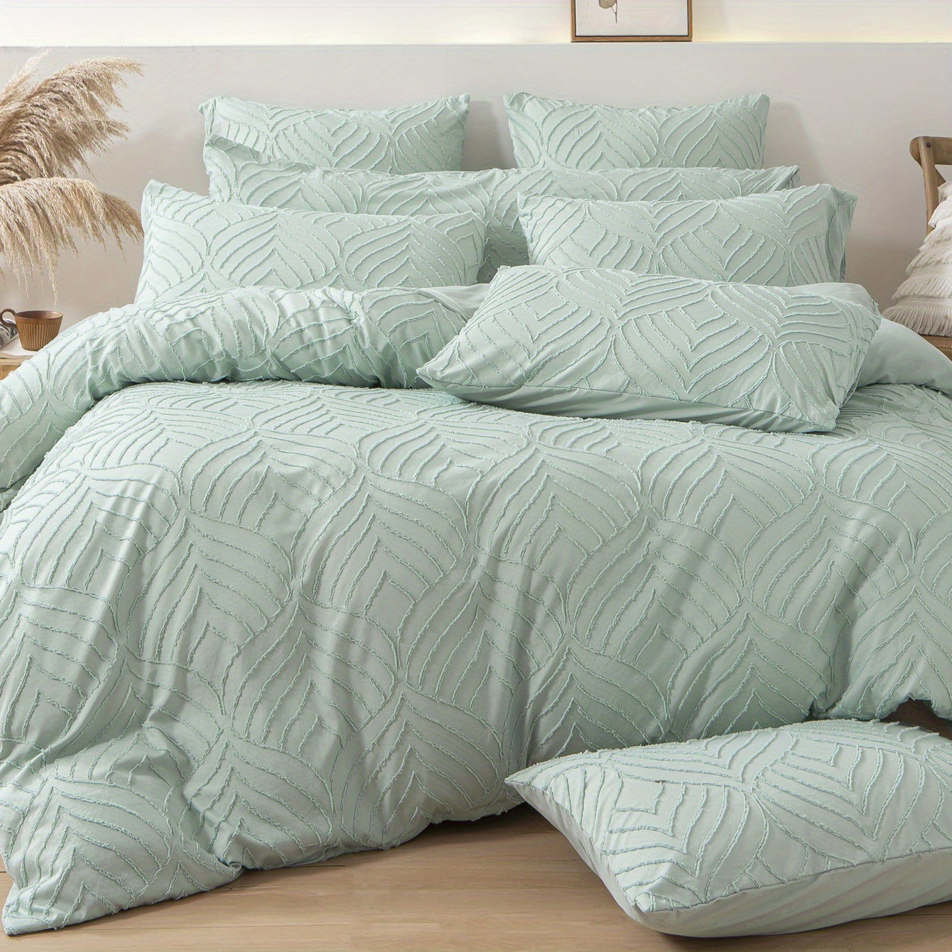 Elegant Leaf Jacquard Duvet Cover Set