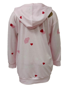 Heart Print Hooded Dress, Casual Long Sleeve Dress For Spring & Fall, Women's Clothing