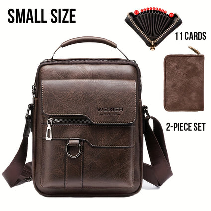 2pcs WEIXIER New Shoulder Bag, Messenger Bag Handbag, Casual New Product With Card Bag, PU Material With Card Holder Wallet