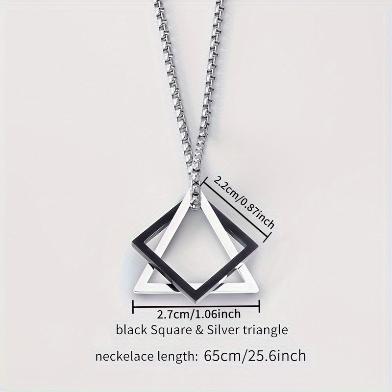 Men's Stainless Steel Geometric Pendant Necklace: Hip Hop High-End Accessories