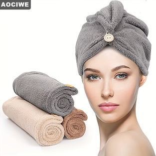 Ultimate Microfiber Hair Towel Wrap for Women - Anti-Frizz Drying Hair Wrap for Curly Hair in Grey, Camel, and Brown