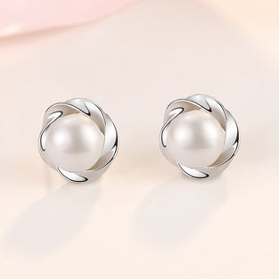 Simple Temperament Faux Pearl Ladies Stud Earrings Jewelry Gift