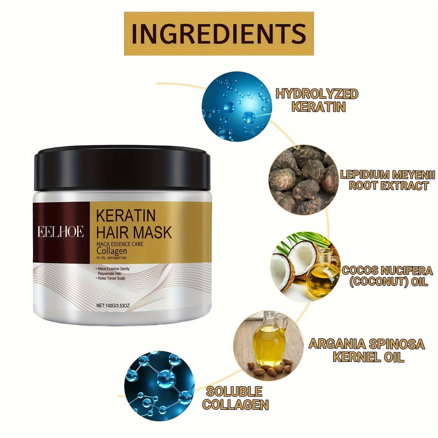 Intensive Keratin Hair Mask: Deep Moisturizing and Strengthening Formula for Hair Care