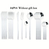 Stainless Steel Cutlery Set with Reflective Polished Finish in Elegant and Modern Design 24 Pieces