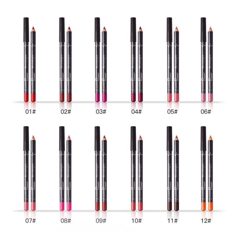 Vibrant 12-Piece Waterproof Lip Liner Set: Long-Lasting