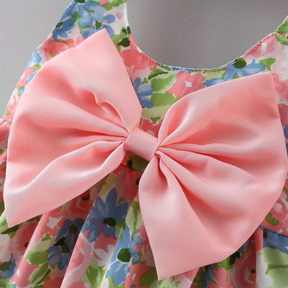 Sweet and Stylish: Puffy Cami Dress with Bow Hat for Baby Girls