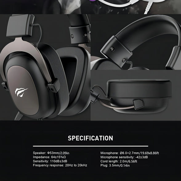 Ultimate High-Tech Gaming Headset: Surround Sound, Detachable Microphone, Adjustable Comfort