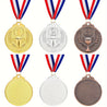 3-Piece Golden, Silvery, Bronze Metal Award Medals with Neck Ribbon for Sports Competition