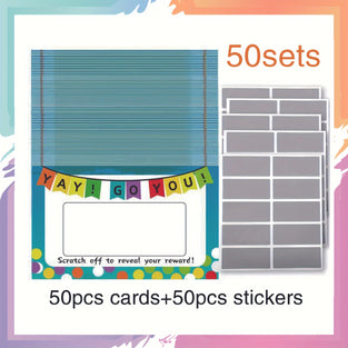 50pcs (cards + Scratch Stickers) DIY To Make Your Own Scratch Ticket Party Corporate Teaching Classroom Beauty Salon Party Blank Card Scratch Card Classroom Motivation Lottery Scratch Card