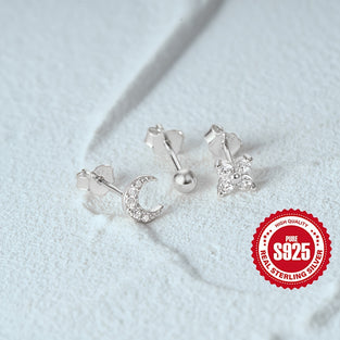 925 Silver Hypoallergenic Zircon Stud Earrings Set  Perfect Gift