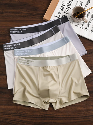 4pcs Men's Underwear, Breathable Soft Comfy Stretchy Boxer Briefs