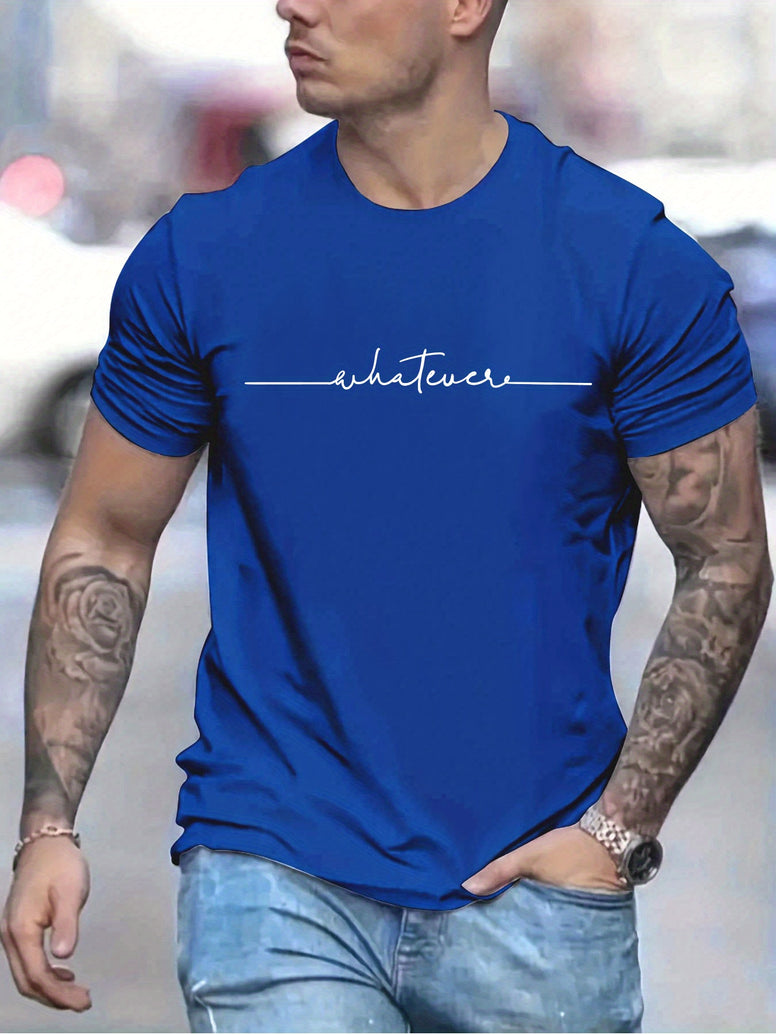 Men's Casual Trendy Letters Graphic Print Short Sleeve Tee: Summer Style