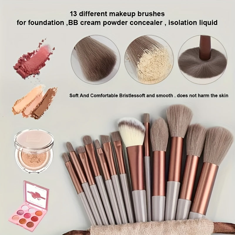 13-Piece Soft Makeup Brush Set: Perfect for Foundation, Blending, and Eye Shadow Application