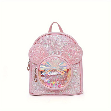 1pc New Sequin Backpack, Cute Cartoon Faux Backpack, Cute Sequin College Bag