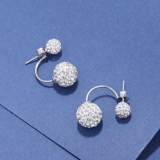 Sterling 925 Silver Hypoallergenic Ear Jewelry Exquisite Ball Design Shiny Zircon Inlaid Dangle Earrings Elegant Luxury Style Delicate Earrings
