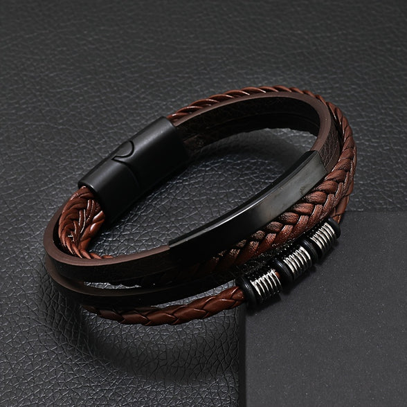 Men's Vintage Woven Multi-Layer Magnetic Buckle Bracelet - Stylish Hand Accessories