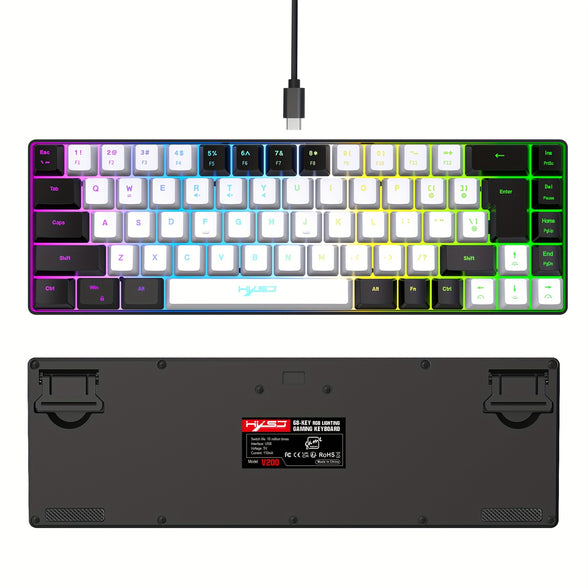 Compact 68-Key Mini RGB Keyboard and Cellular Gaming Mouse Set for Ultimate Gaming Experience on PC, PS4, and Laptop