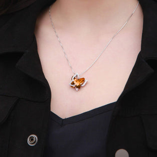 12 Months Birthstone Butterfly Pendant Necklace Mother's Day Anniversary Birthday Gift