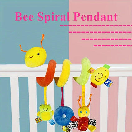 Adorable Spiral Plush Ribbon Stroller Toy with Bell