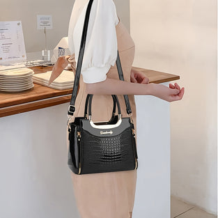 Trendy Crocodile Pattern Tote Bag, Multi-pocket Shoulder Bag, Perfect Handbag For Commuting