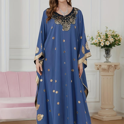 Ramadan Graphic Print Kaftan Elegant Maxi Dress for Women