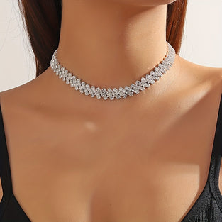 Chic Rhinestone Necklace for Elegant Wedding and Dinner Parties