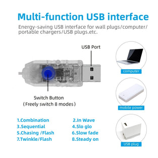 1 ، سلسلة ضوء جليد ، 8 أوضاع للماء USB تعمل بالطاقة أضواء وميض الصمام ، للفناء حديقة شجرة سياج الحزب فناء ، عيد الميلاد عطلة عيد الحب الزينة