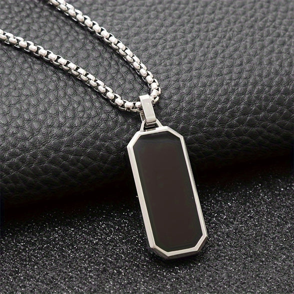 Men's Simple Black Drip Oil Stainless Steel Pendant: A Unique Gift for Him