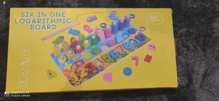 6 in 1 LOGARITHIMIC BOARD, Montessori Activity Toys_ Color , Count, Fishing , Shape, Number And Basic Math. - Kids