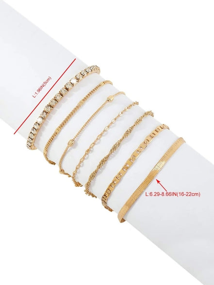 Rhinestone decor bracelet 5 pieces