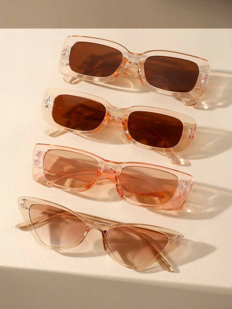 Casual Geometric Frame Sunglasses 4 Pairs Women