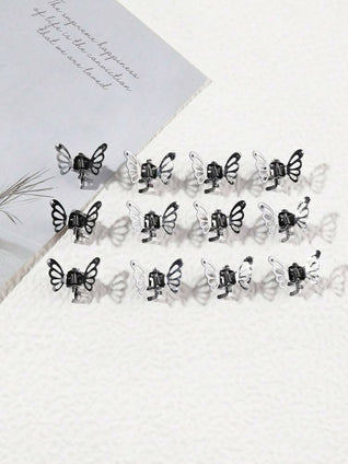 10pcs Mixed Colors Attractive and Cute Alloy Butterfly Hair Clips for Daily Use