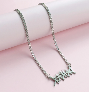 Necklace with a phrase pendant