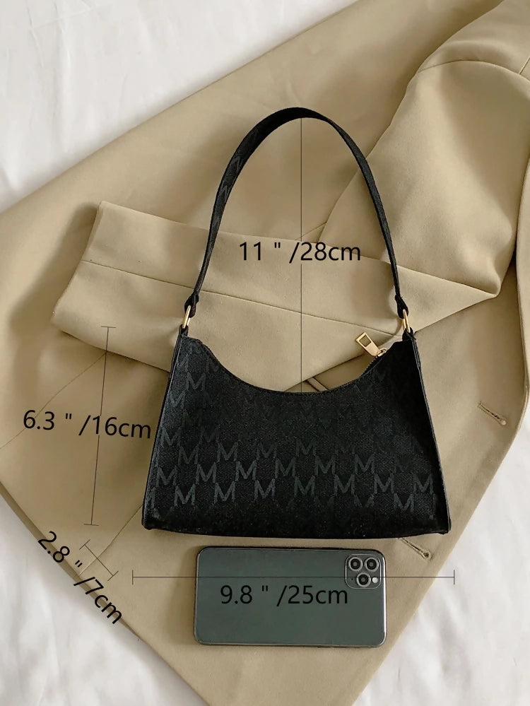 Women's M Letter Pattern Shoulder Bag, Square Shape, Straps, Short Shoulder Bag, Casual Women's Handbag Waterproof Lightweight Graphic Design....