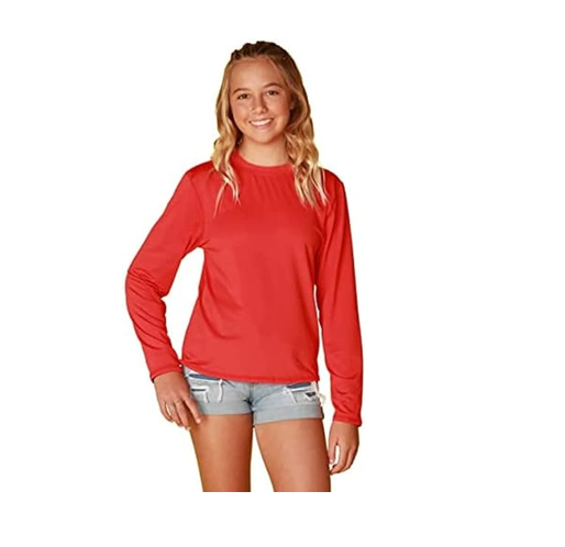 INGEAR Girls Long Sleeve Rash Guard Swim Shirt Outdoor Sports Shirt Lightweight Athletic Tee Protective Quick Dry