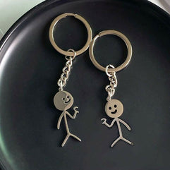 Cartoon Key Ring for Lovers with Matchstick Shape Character, Lovely Heart Shape, Gift for Couples and Boyfriends....