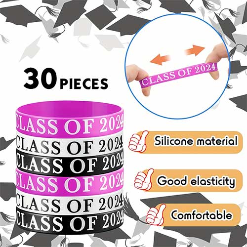 Graduation Silicone Wristbands Class of 2024 Congrats Grad Celebration Bracelets for Students And Teachers