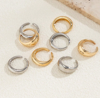 Simple and elegant stacking rings set in shiny gold and silver, perfect for daily wear, party, gift for friends